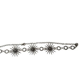 IZZELI Silver Celestial Sunburst Chain Belt Women Antique Finish Adjustable 35in